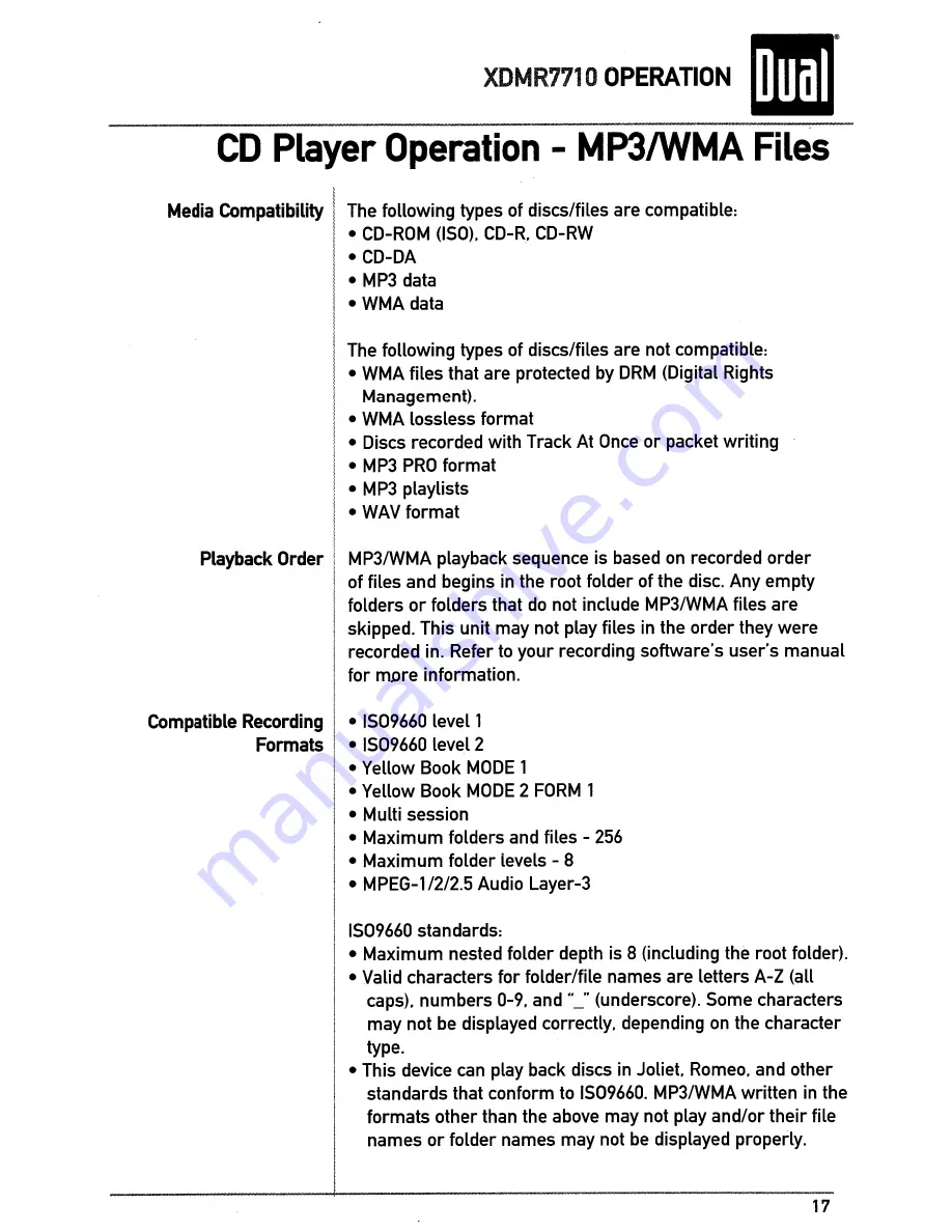 Dual iPlug XDMR7710 Скачать руководство пользователя страница 17