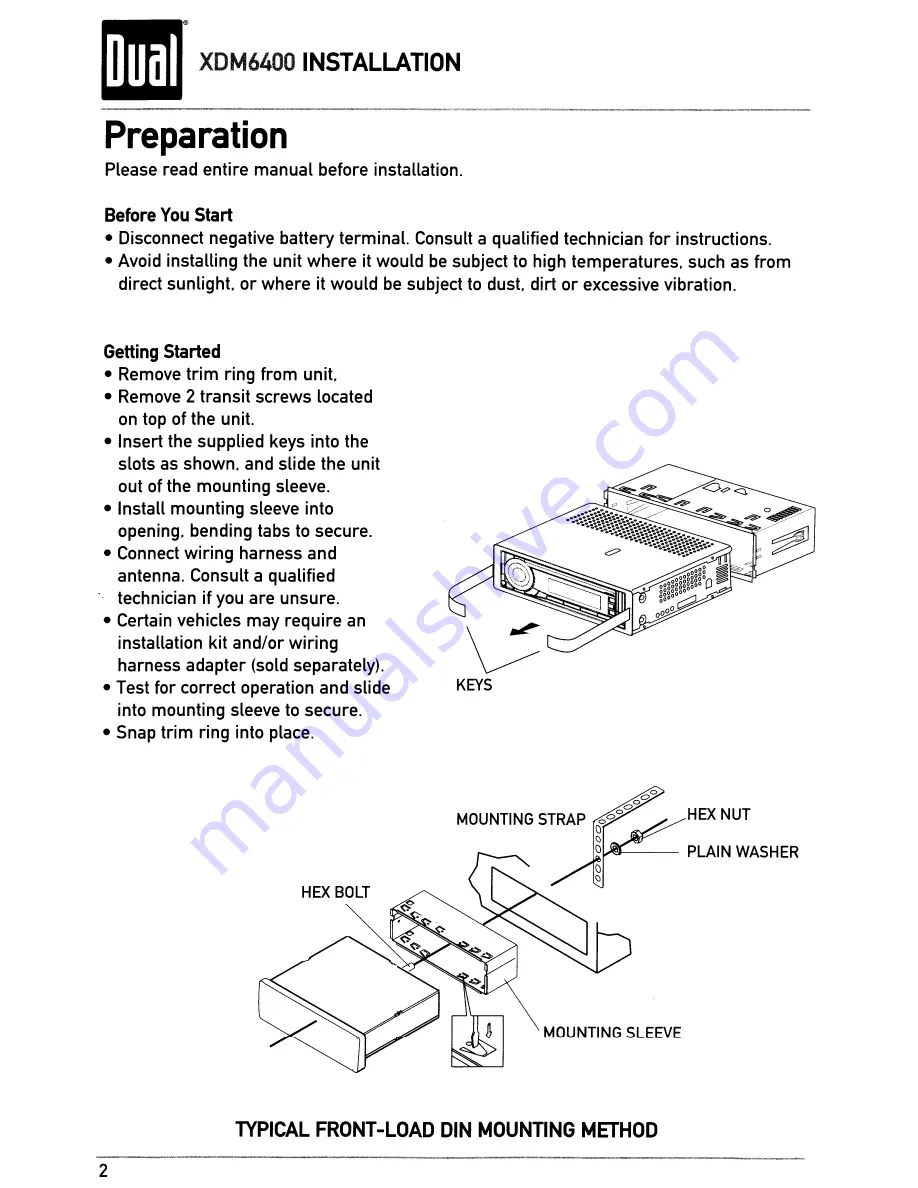 Dual XDM6400 Скачать руководство пользователя страница 2