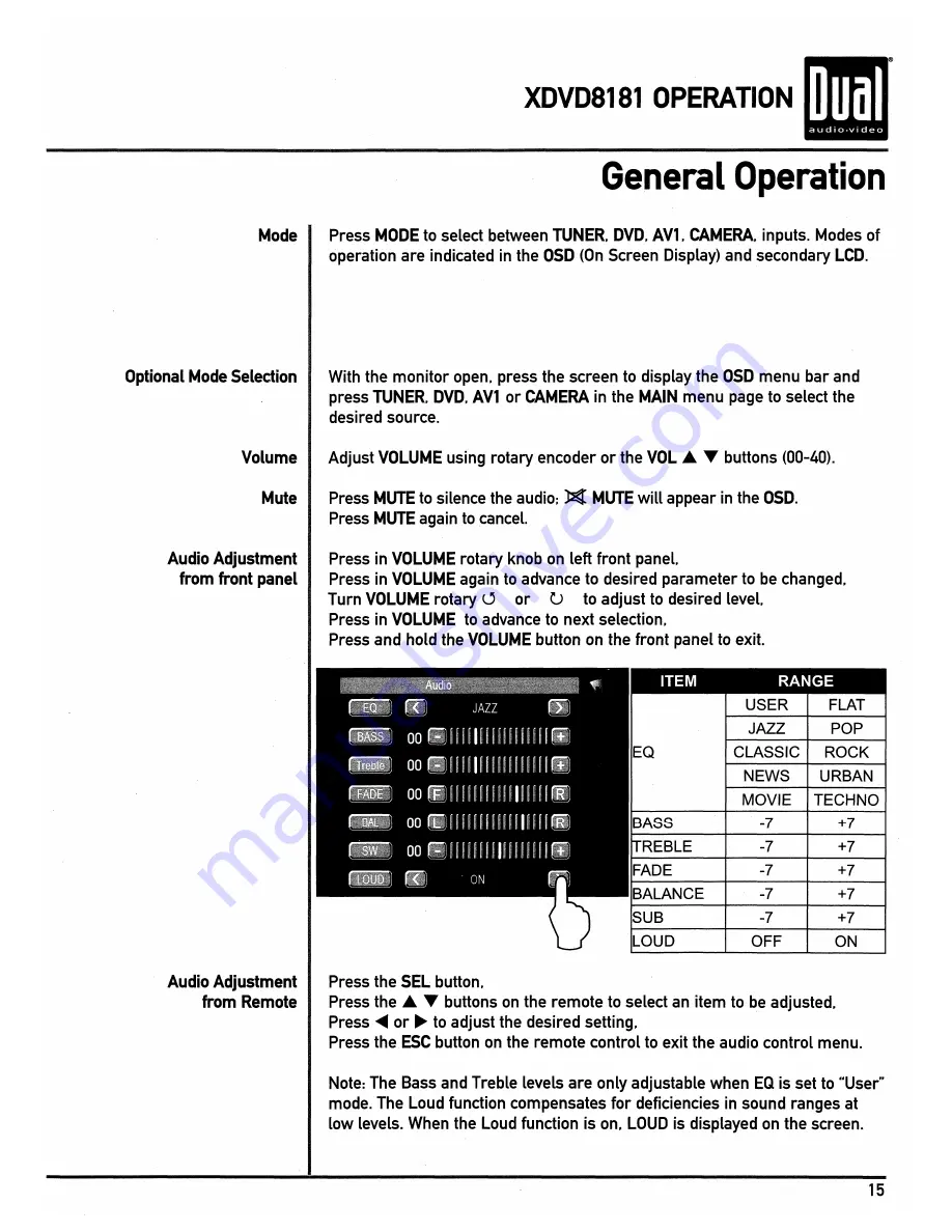 Dual XDVD8181 Owner'S Manual Download Page 15