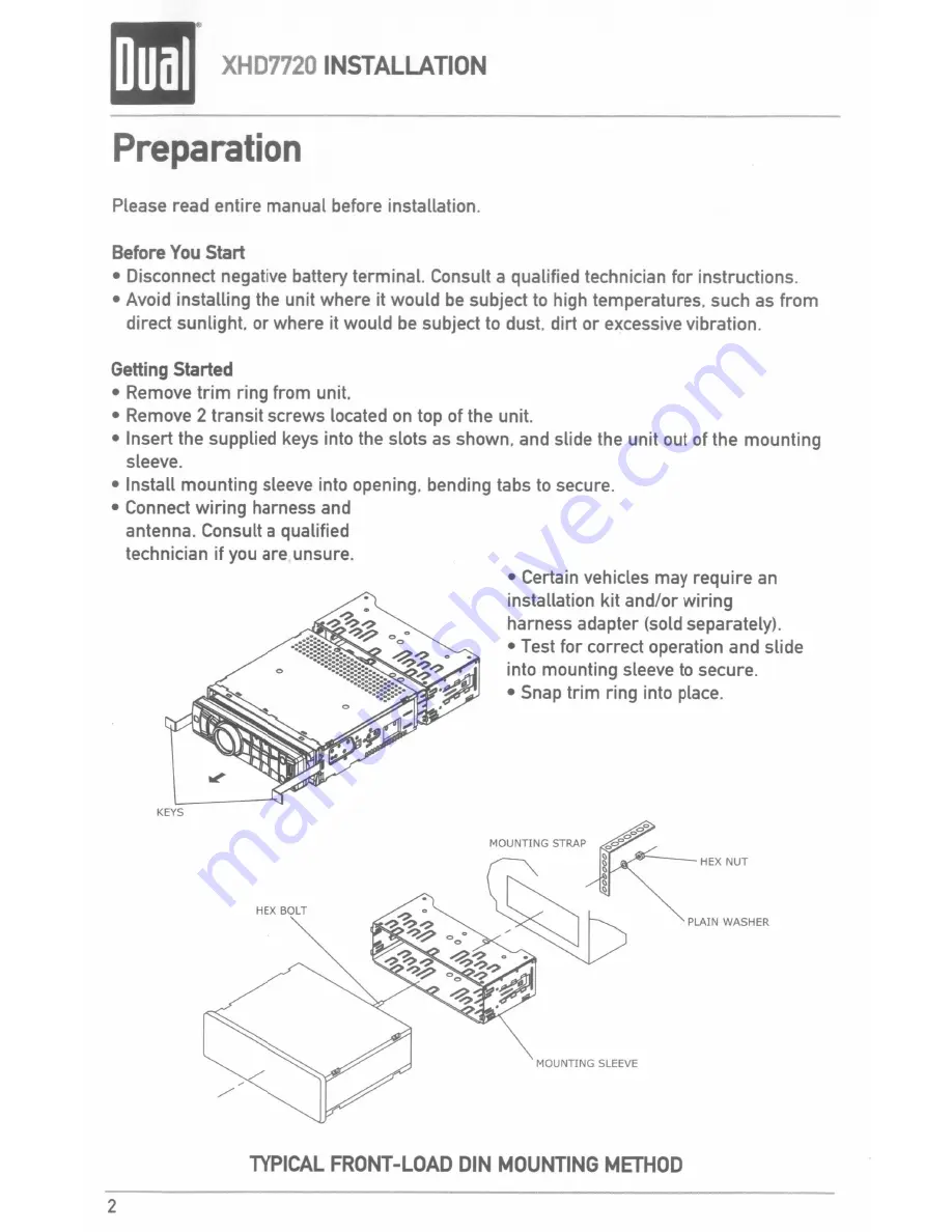 Dual XHD7720 Скачать руководство пользователя страница 2