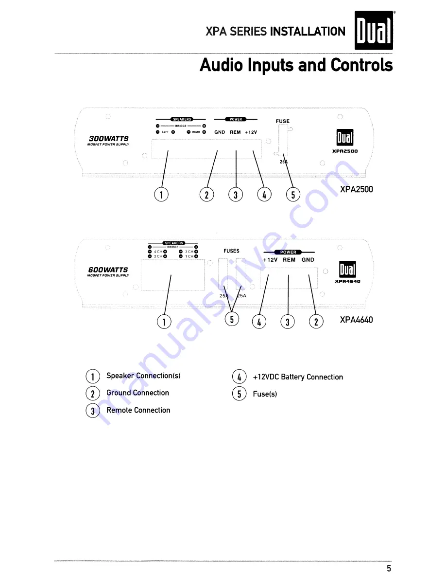 Dual XPA2500 Installation & Owner'S Manual Download Page 5