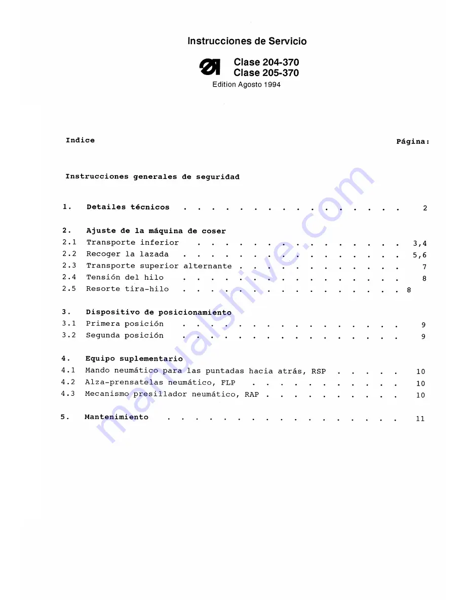 Duerkopp Adler 204-370 Instructions For Service Manual Download Page 43