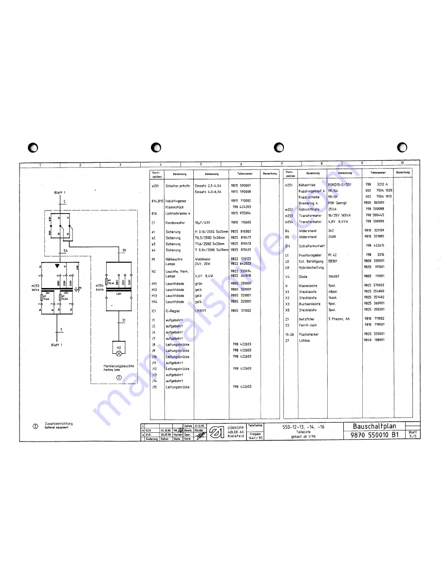 Duerkopp Adler 550-12 Spare Parts Download Page 78