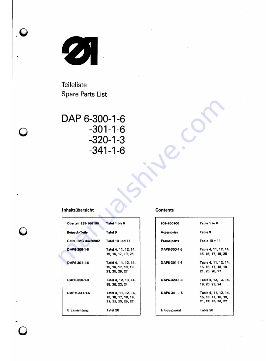 Duerkopp Adler DAP 6-300-1-6 Spare Parts Download Page 1