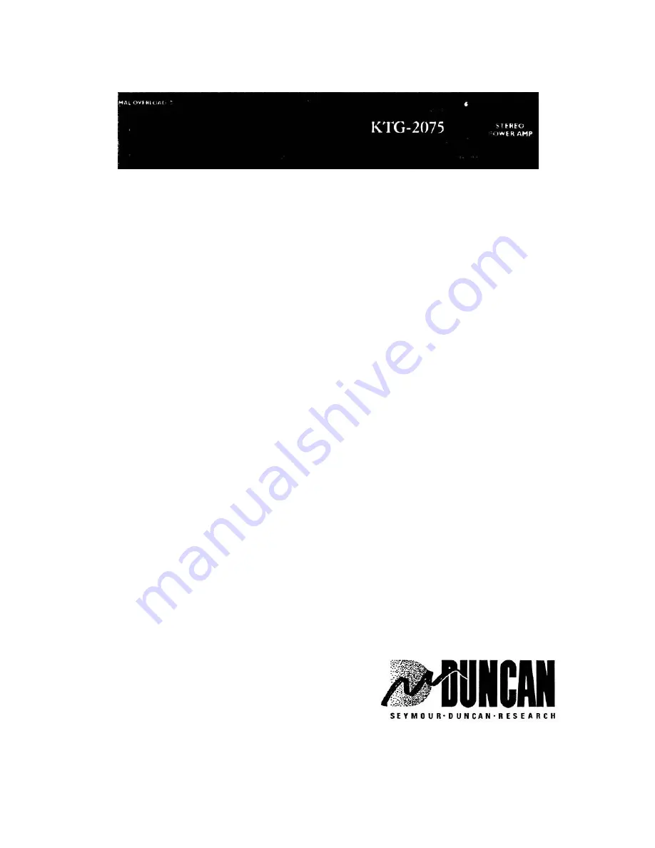 Duncan KTG-2075 Owner'S Manual Download Page 1