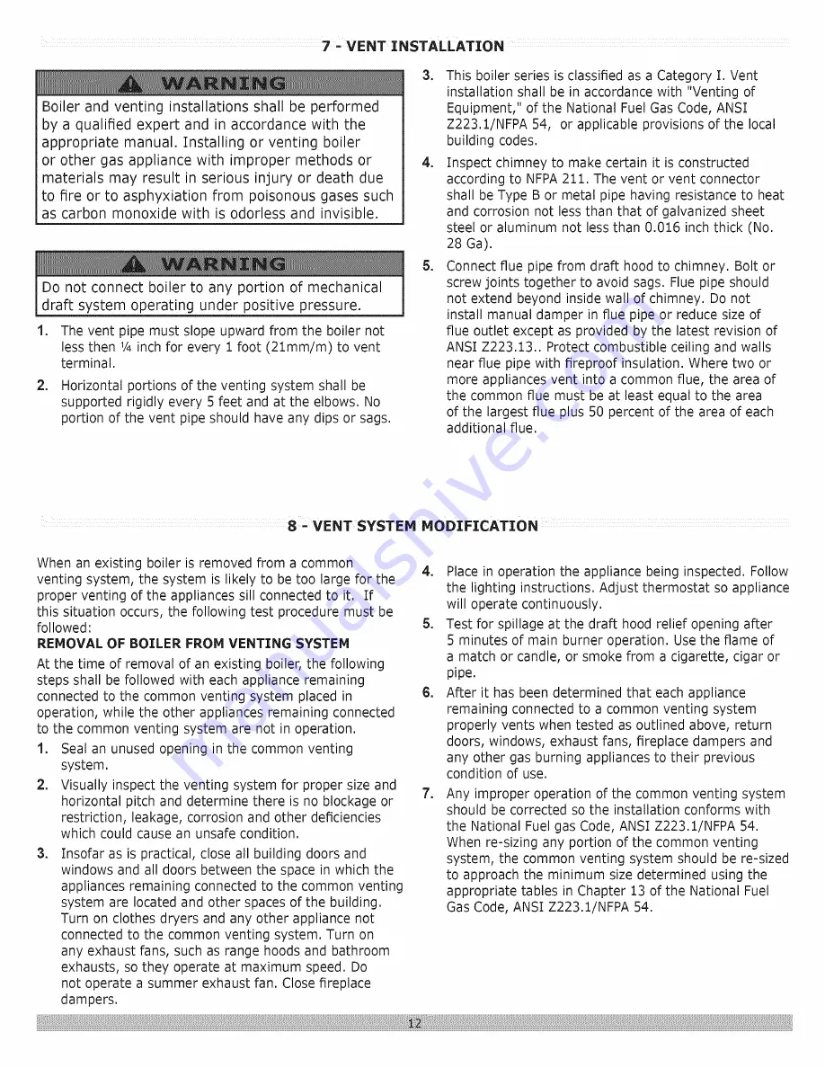 Dunkirk DXL-100 Installation, Operation & Maintenance Manual Download Page 12