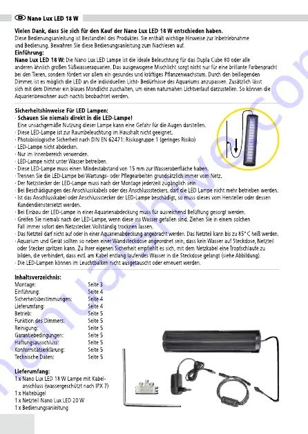 Dupla Nano Lux LED 18W Instructions For Use Manual Download Page 4