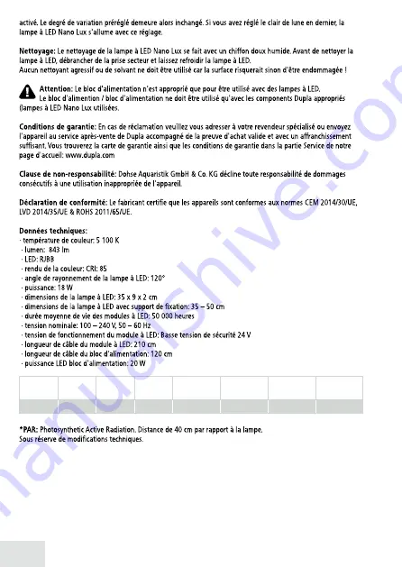 Dupla Nano Lux LED 18W Instructions For Use Manual Download Page 12