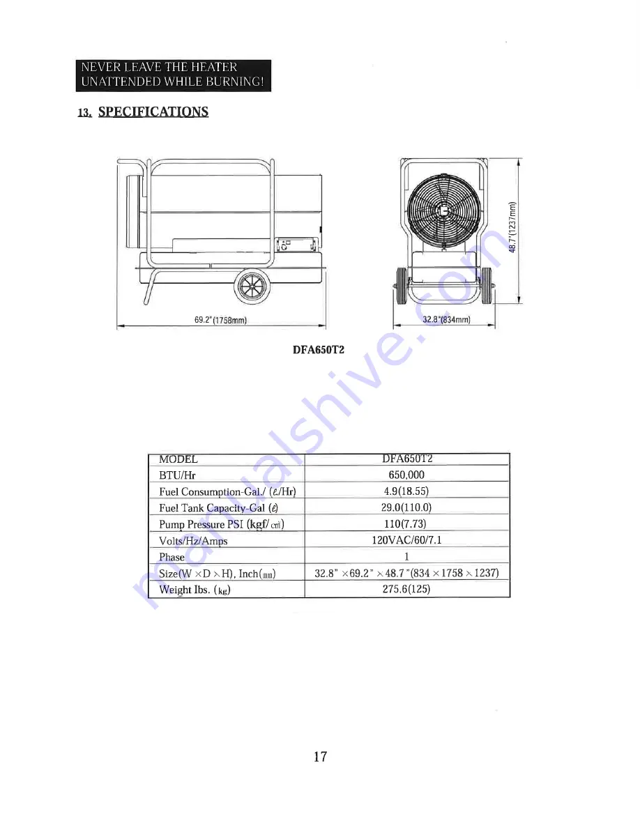 Dura Heat DFA650T2 Скачать руководство пользователя страница 18