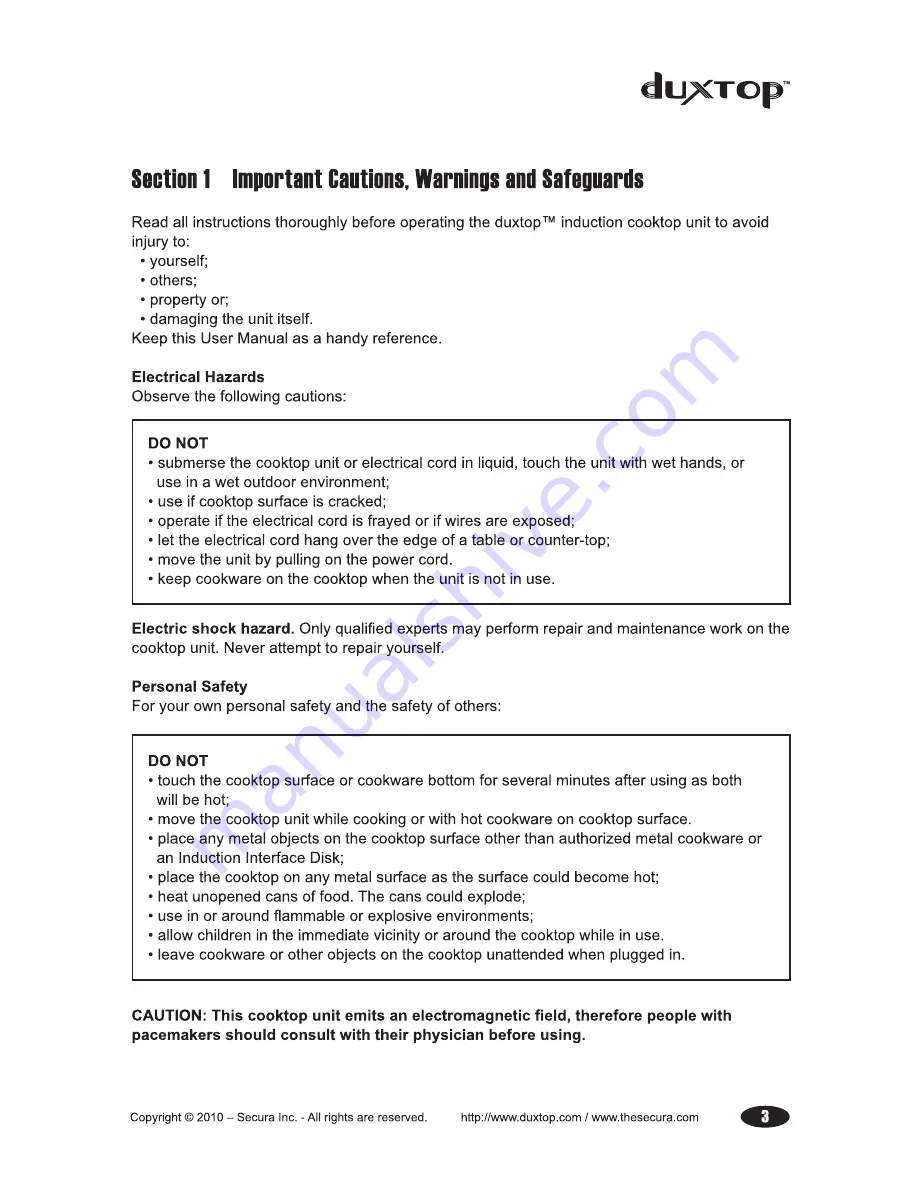 duxtop 9300ST User Manual Download Page 5