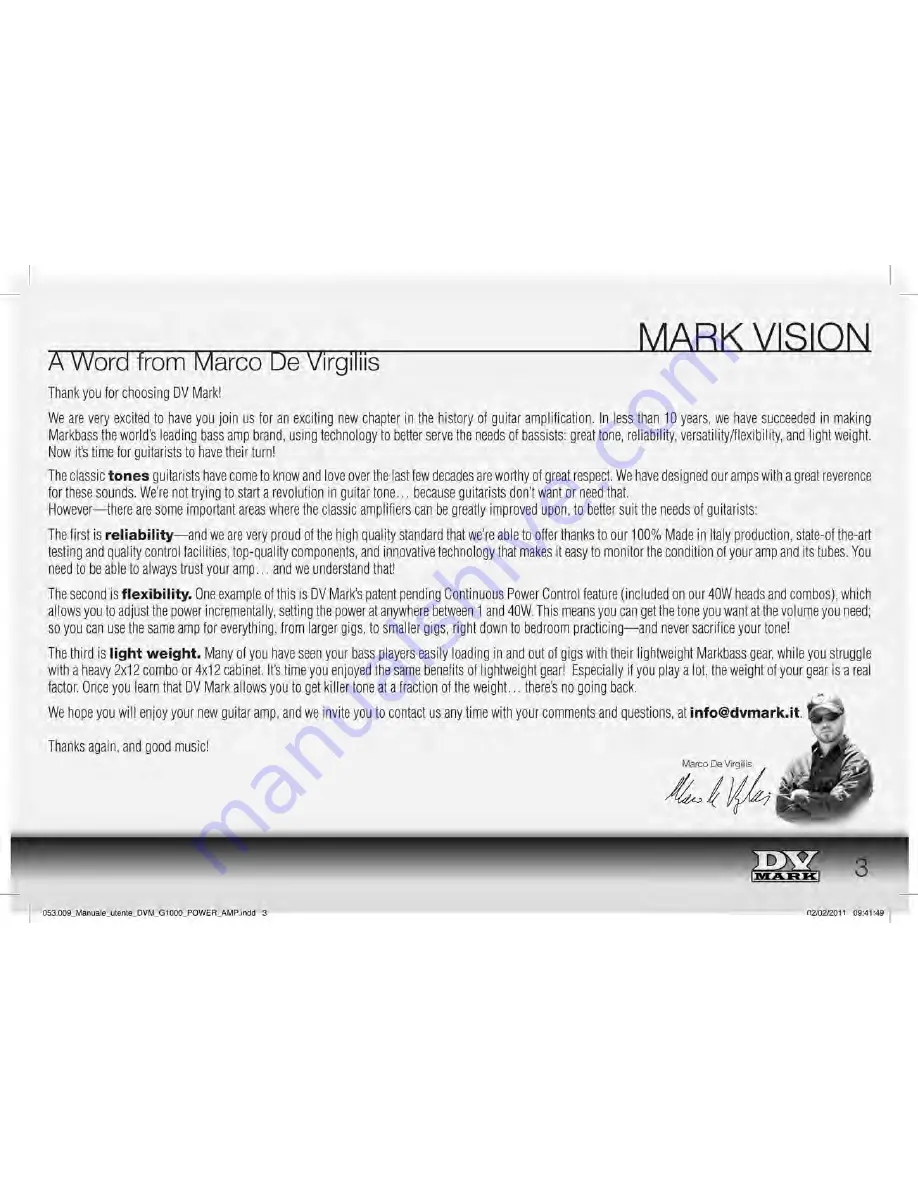 DV Mark q1000 Power Amp Owner'S Manual Download Page 3