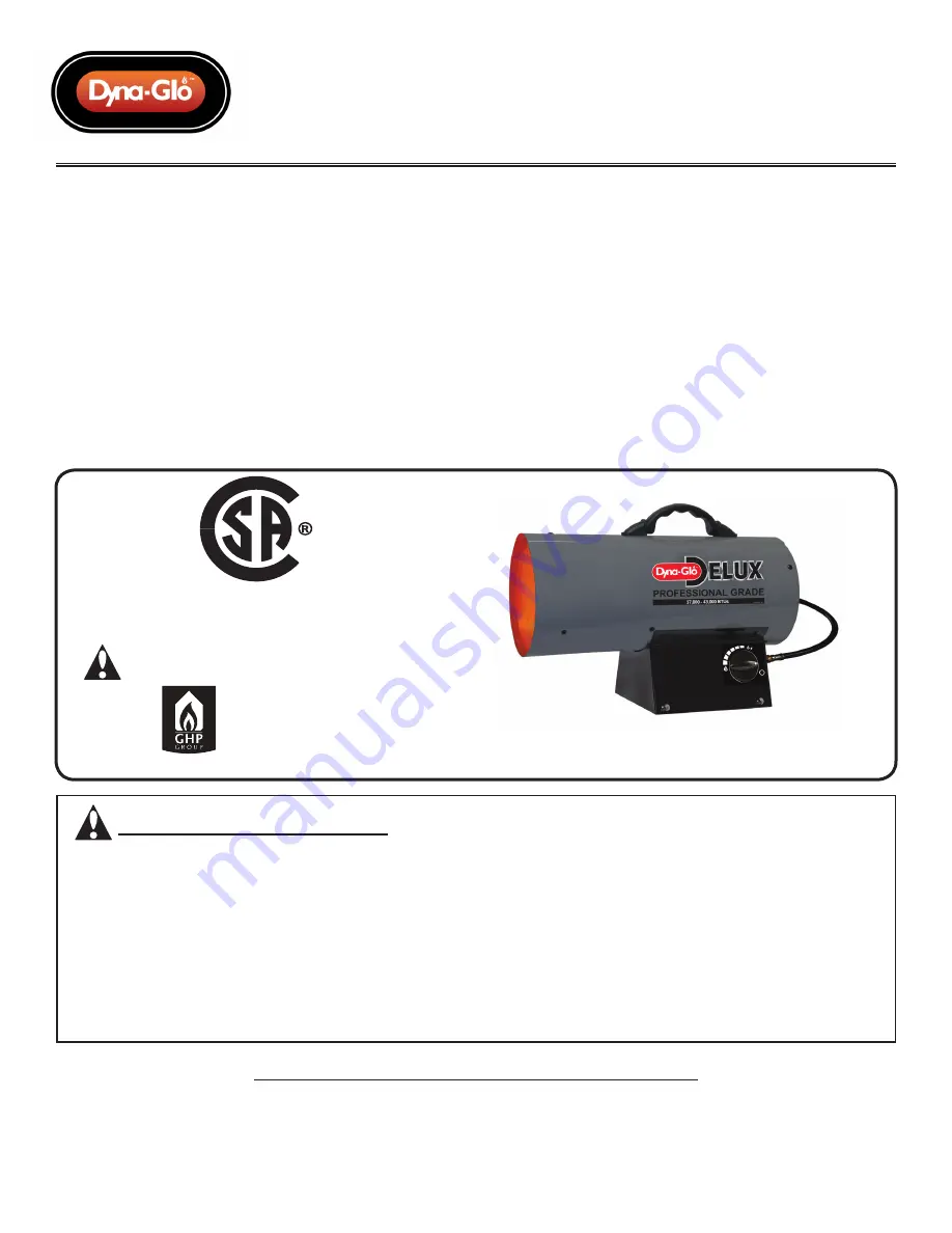 Dyna-Glo DELUX LPFA43DGD Скачать руководство пользователя страница 1