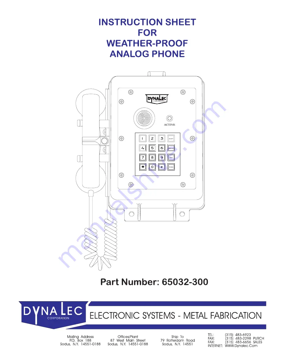 Dyna Lec 65032-300 Instruction Sheet Download Page 1