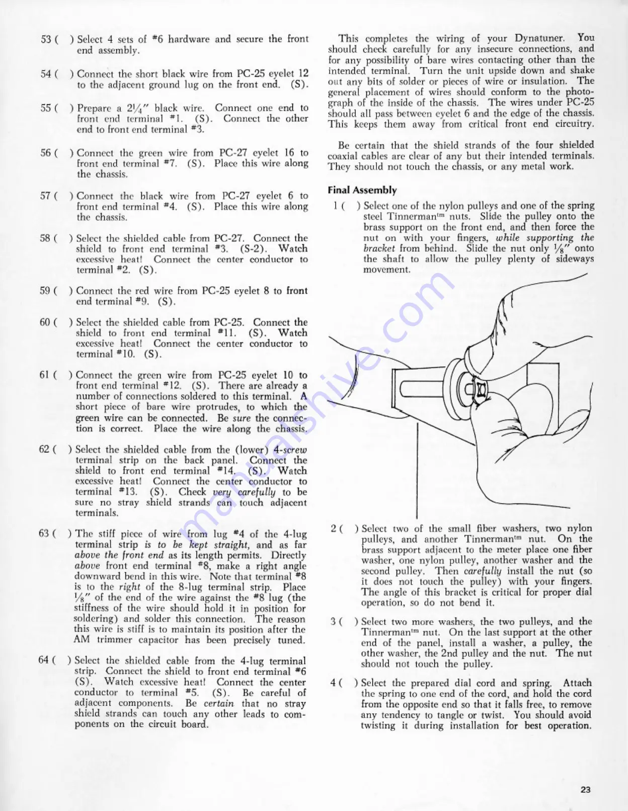 DYNACO AF-6 Instructions For Assembly Operation Download Page 23