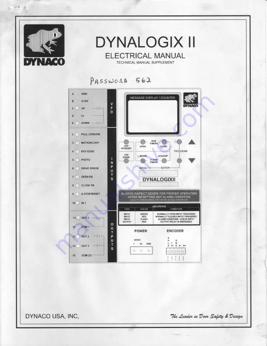 DYNACO DYNALOGIX II DY 4000 Electrical Manual Download Page 1