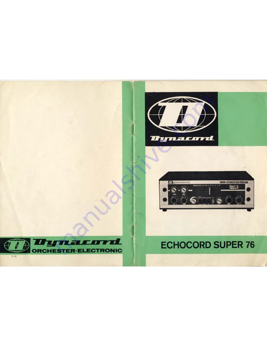 Dynacord Echocord Super 76 Operating Instructions Manual Download Page 1