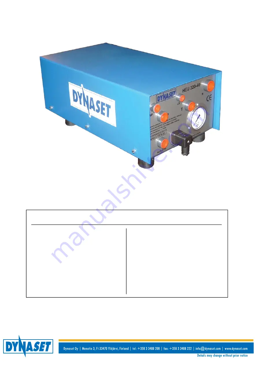 Dynaset HEU 320-40E Manual Download Page 1