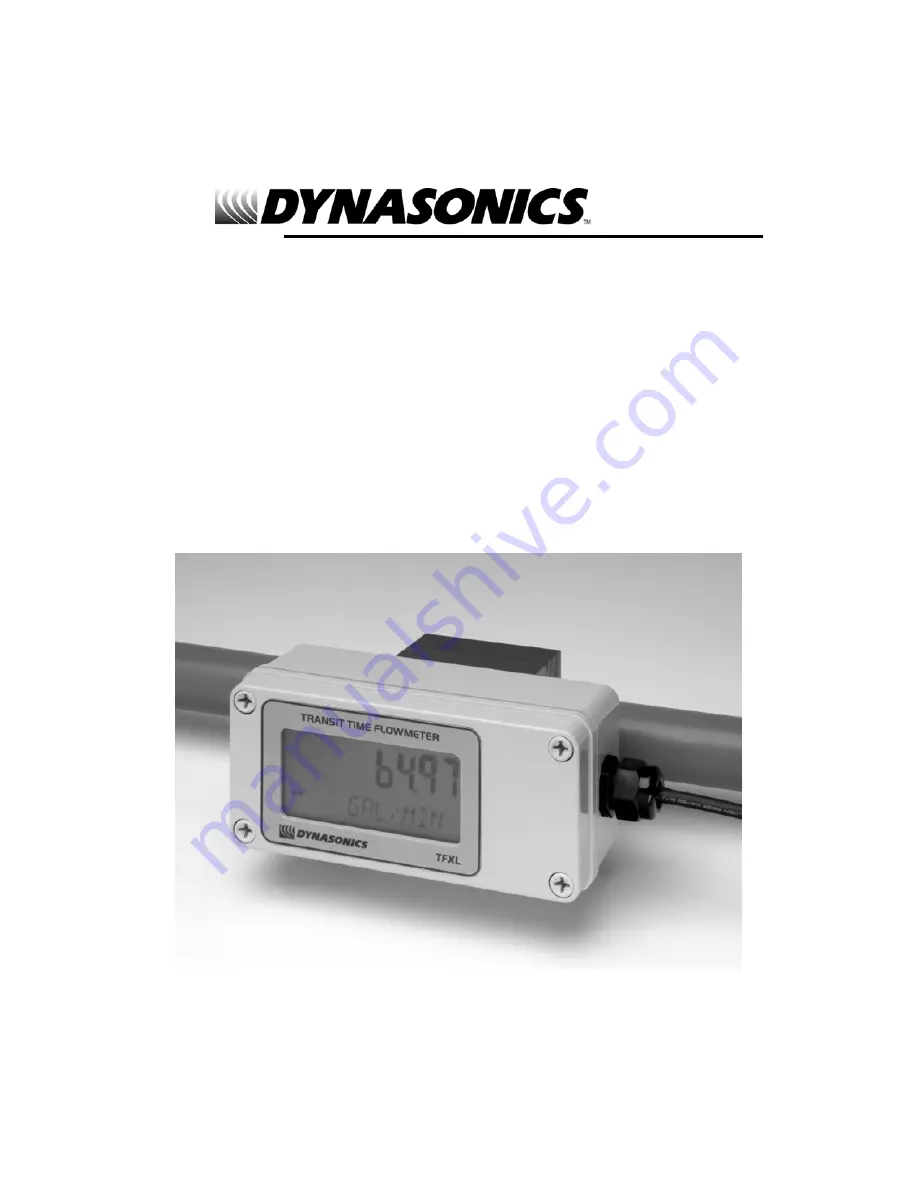 dynasonics TFXL Installation And Operating Instructions Manual Download Page 1