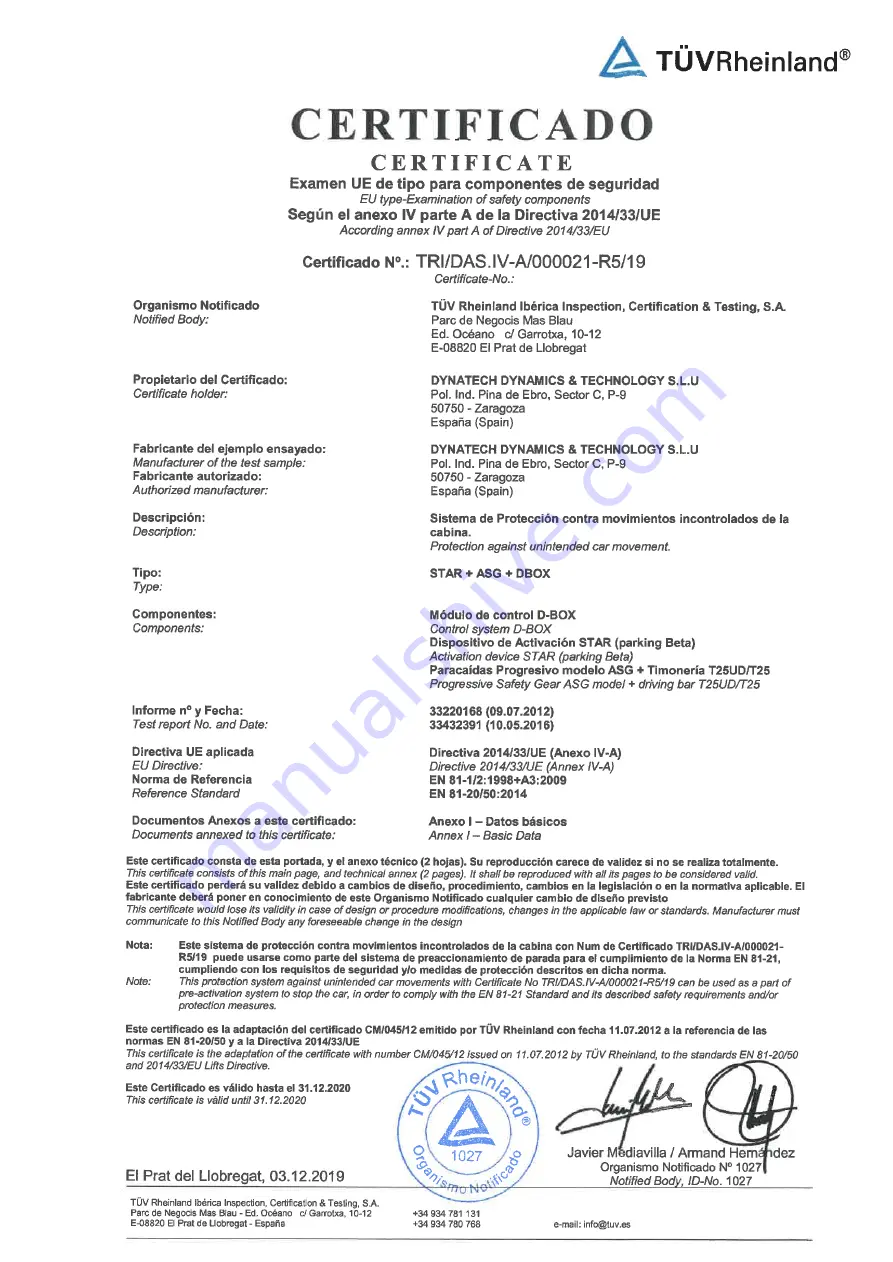 Dynatech ASG 1XX Instructions For Use And Maintenance Manual Download Page 2