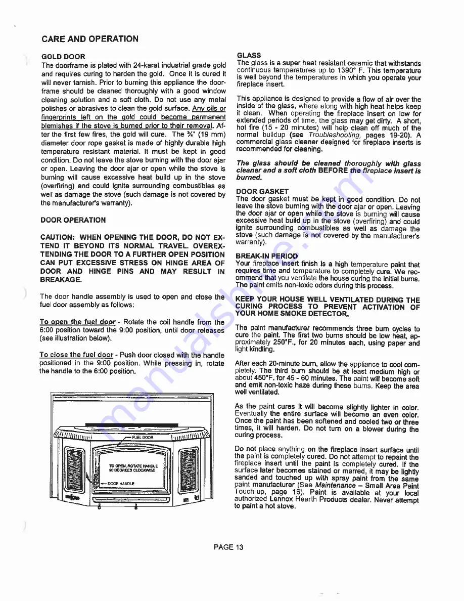 Earth Stove 2800HT Installation And Operation Manual Download Page 13