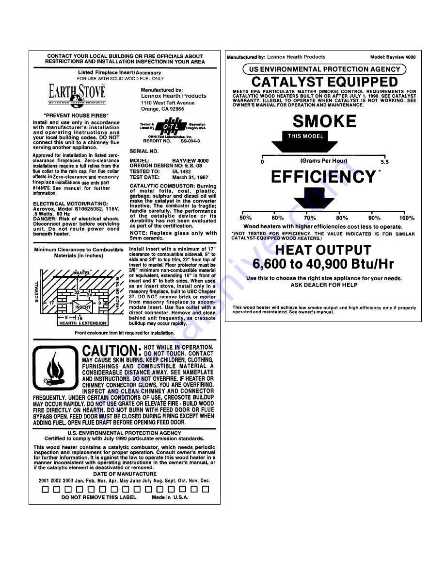 Earth Stove BV4000C Installating And Operation Manual Download Page 26