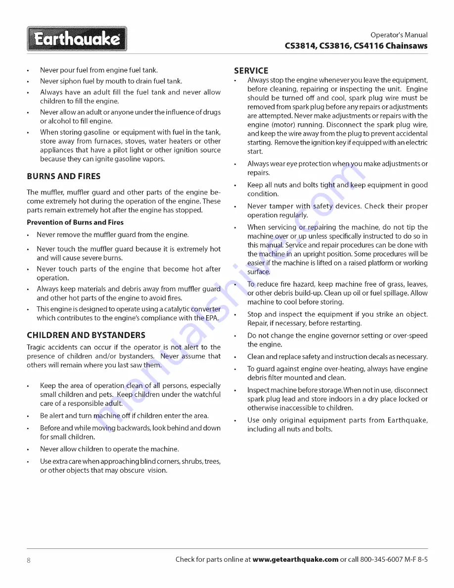 EarthQuake CS3816 Operator'S Manual Download Page 8