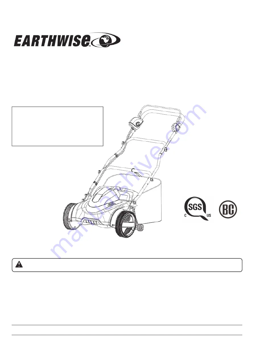 EarthWise 2120-16 Скачать руководство пользователя страница 1