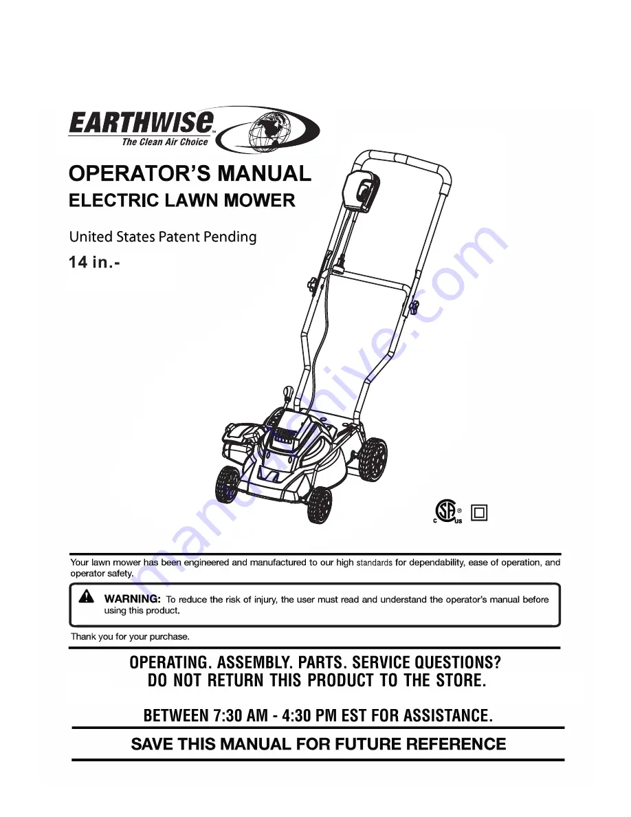 EarthWise 50214 Скачать руководство пользователя страница 2