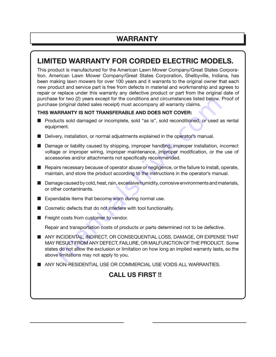 EarthWise 50214 Operator'S Manual Download Page 20