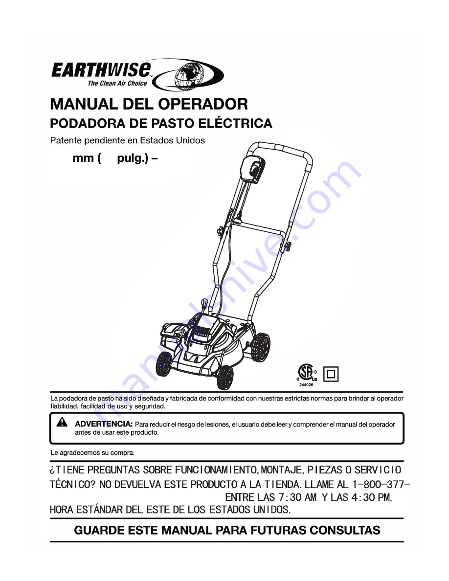 EarthWise 50214 Operator'S Manual Download Page 23