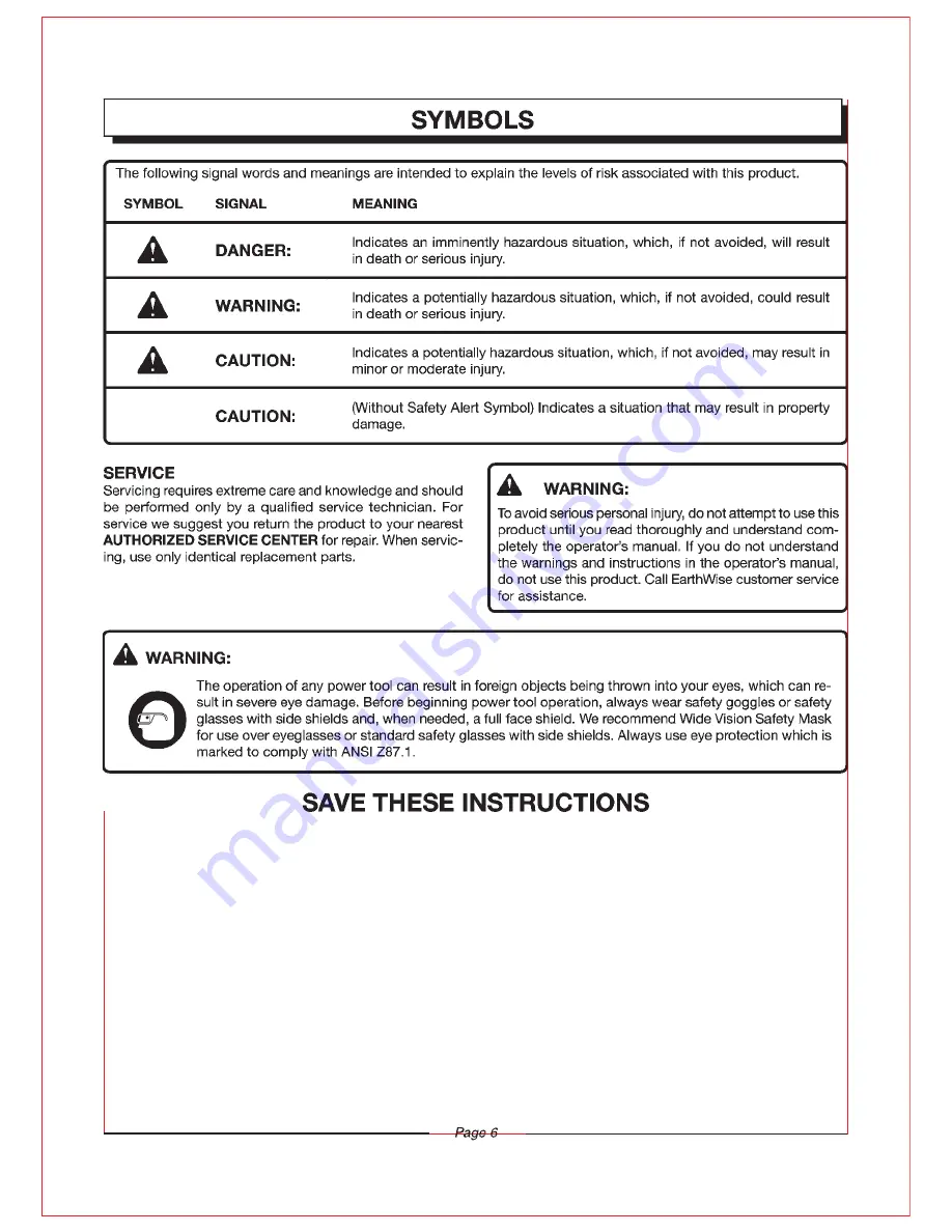 EarthWise 50518 Скачать руководство пользователя страница 6