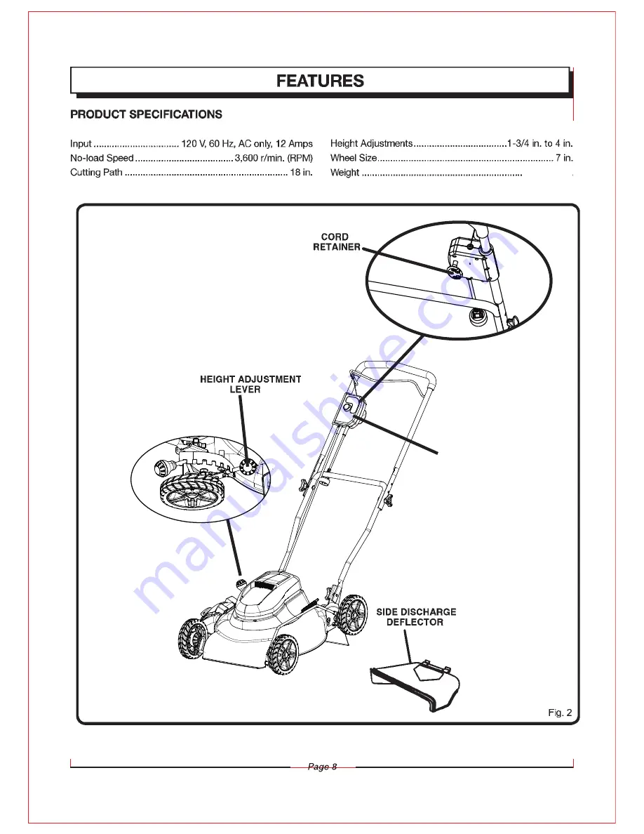 EarthWise 50518 Скачать руководство пользователя страница 8