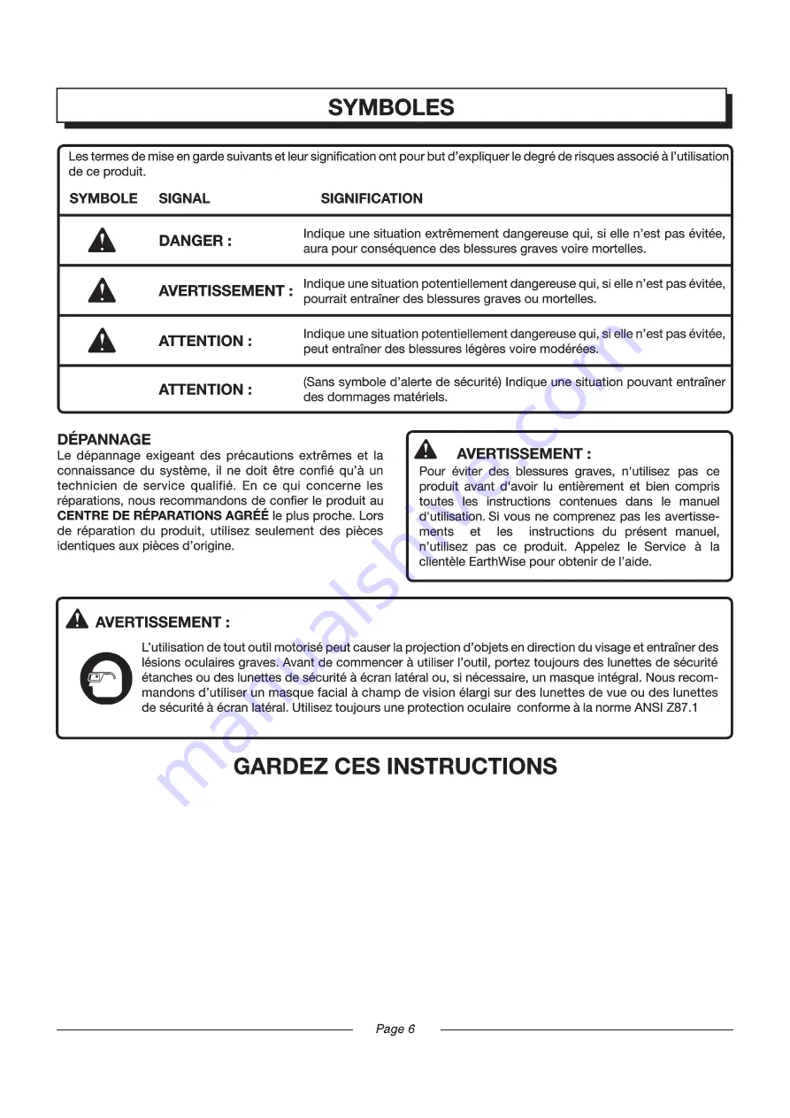 EarthWise 60220 Скачать руководство пользователя страница 47