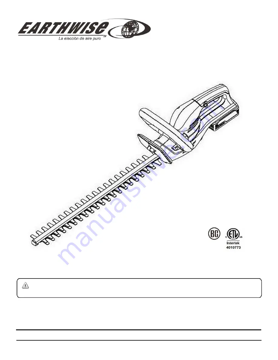 EarthWise LHT12422 Operator'S Manual Download Page 9