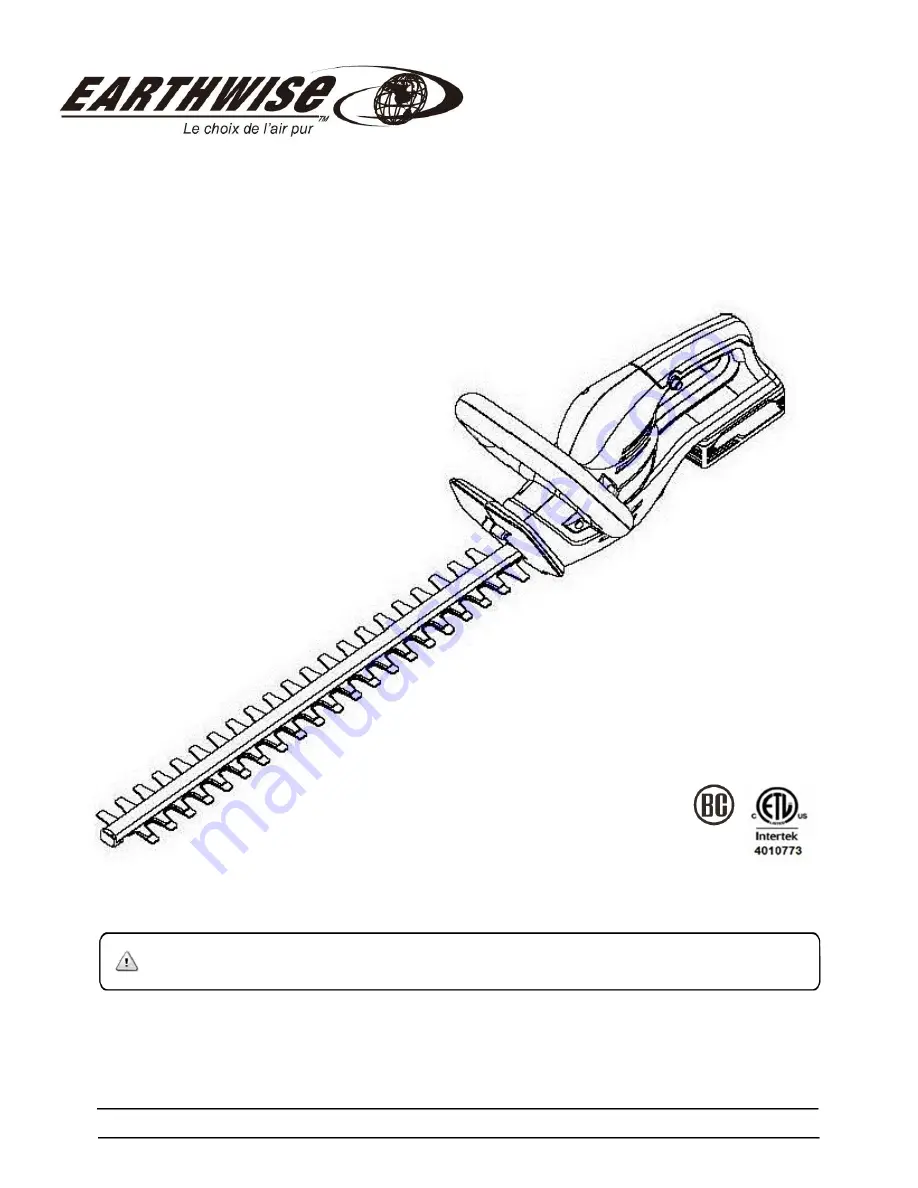 EarthWise LHT12422 Operator'S Manual Download Page 17