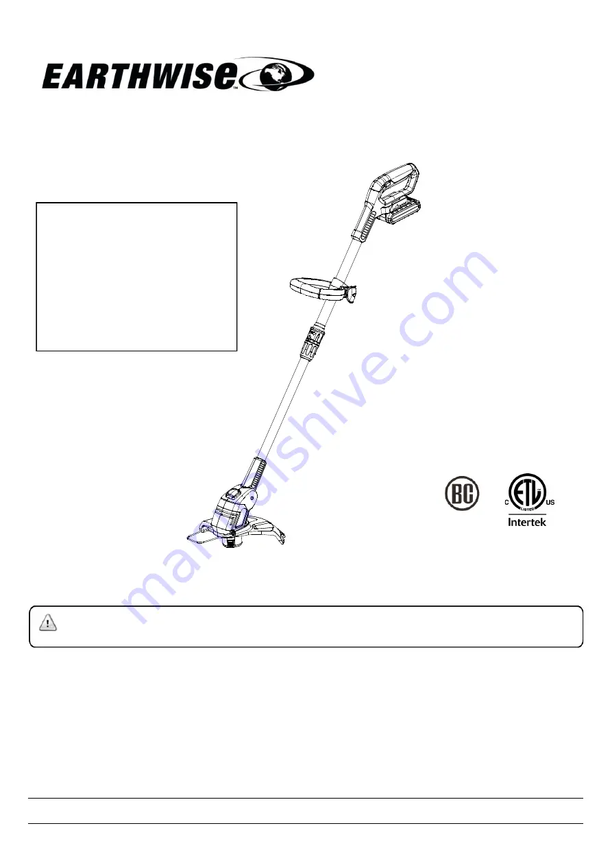EarthWise LST02010 Скачать руководство пользователя страница 9