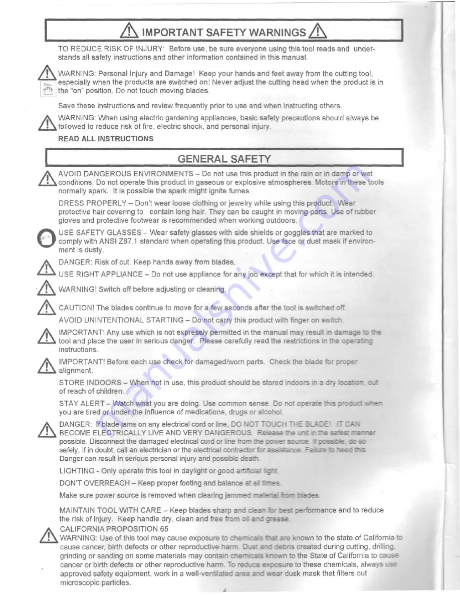 EarthWise M1E-LD-200M Operator'S Manual Download Page 4