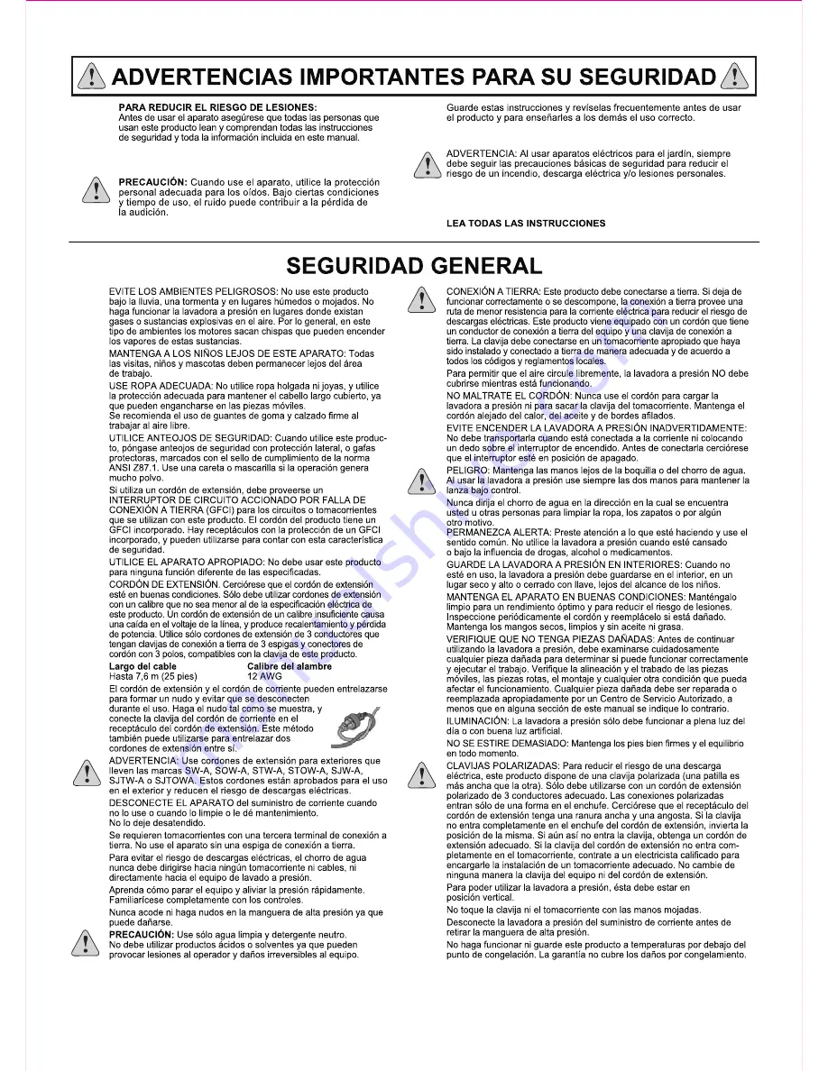 EarthWise PW01650 Operator'S Manual Download Page 9