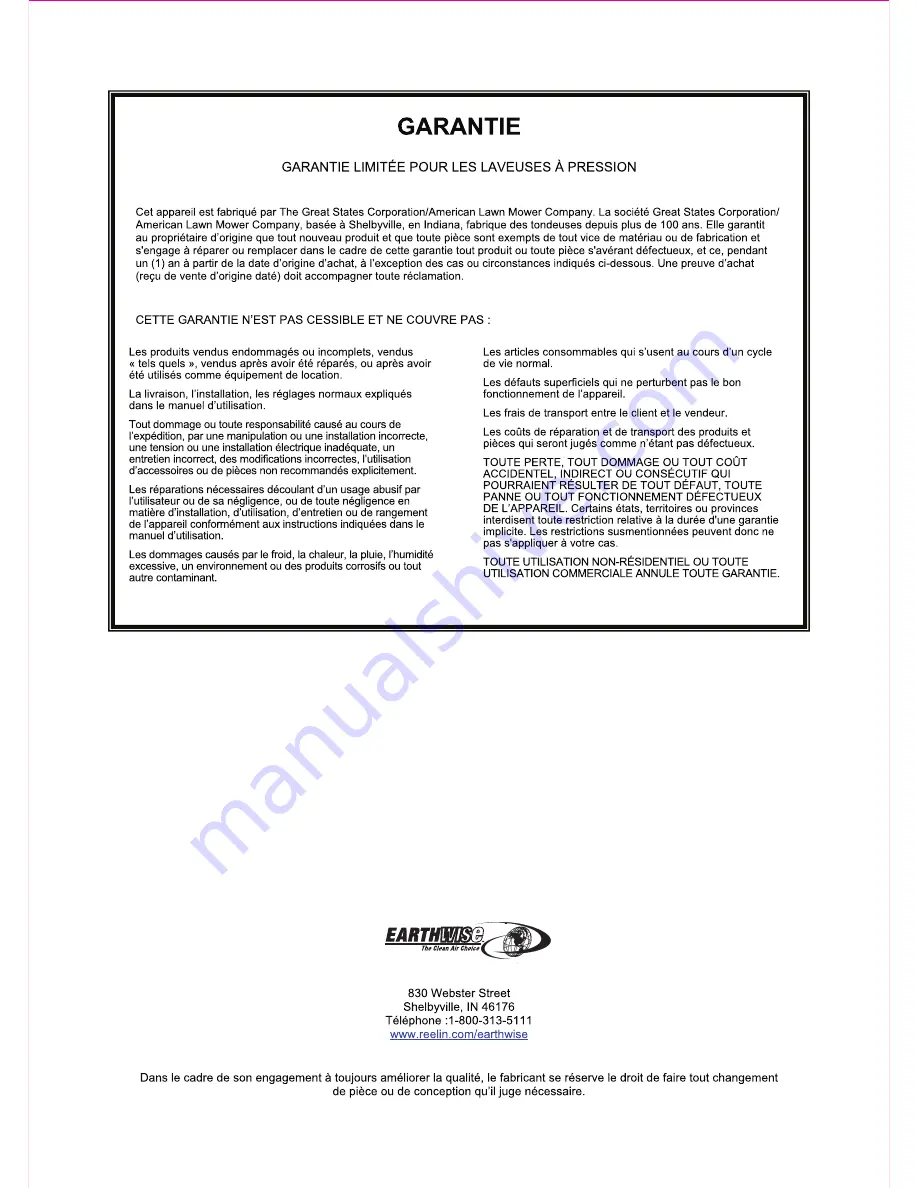 EarthWise PW01650 Operator'S Manual Download Page 21