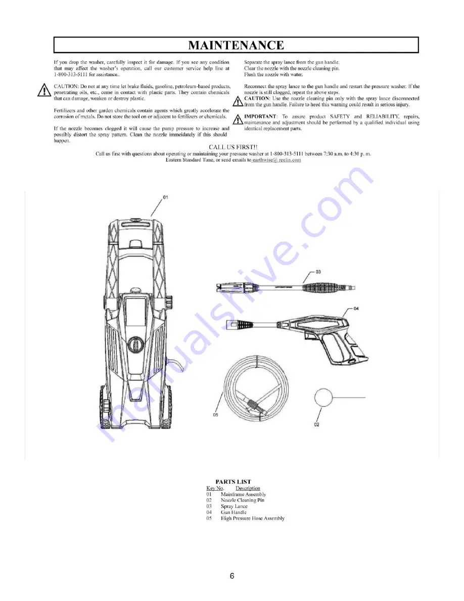 EarthWise PW16503 Operator'S Manual Download Page 6