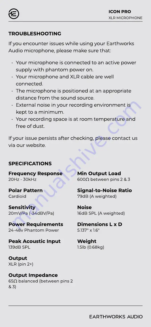 Earthworks Audio ICON PRO Manual Download Page 3