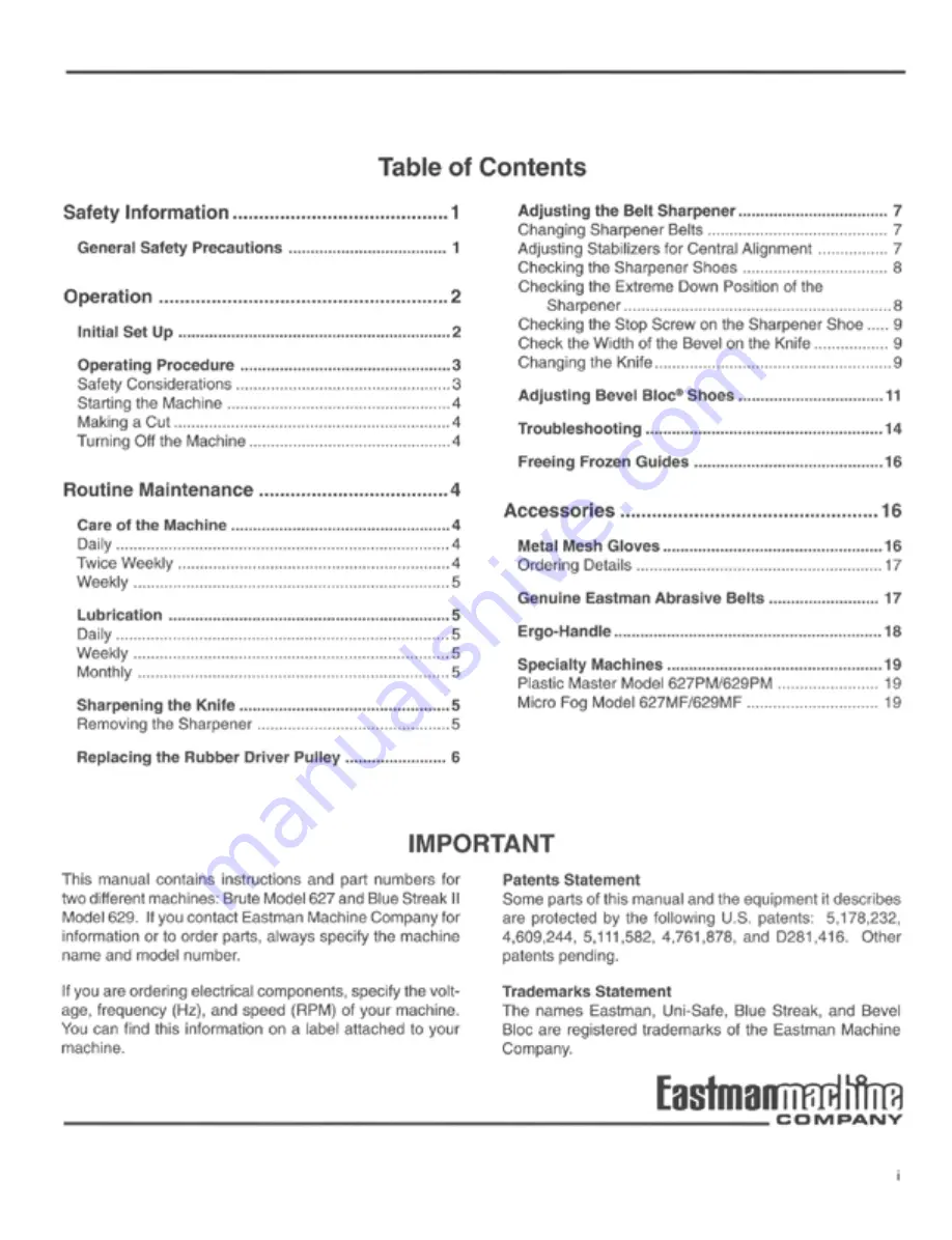 EASTMAN BRUTE 627X Instruction Manual Download Page 2