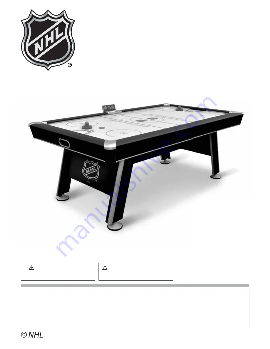 EastPoint NHL ATTACKER HOVER HOCKEY TABLE Assembly Instructions Manual Download Page 1