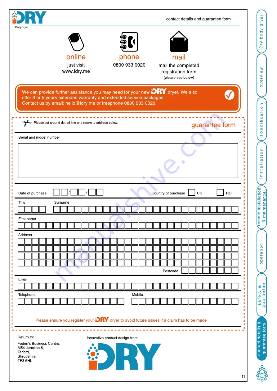 EasyCare iDry User Manual Download Page 11