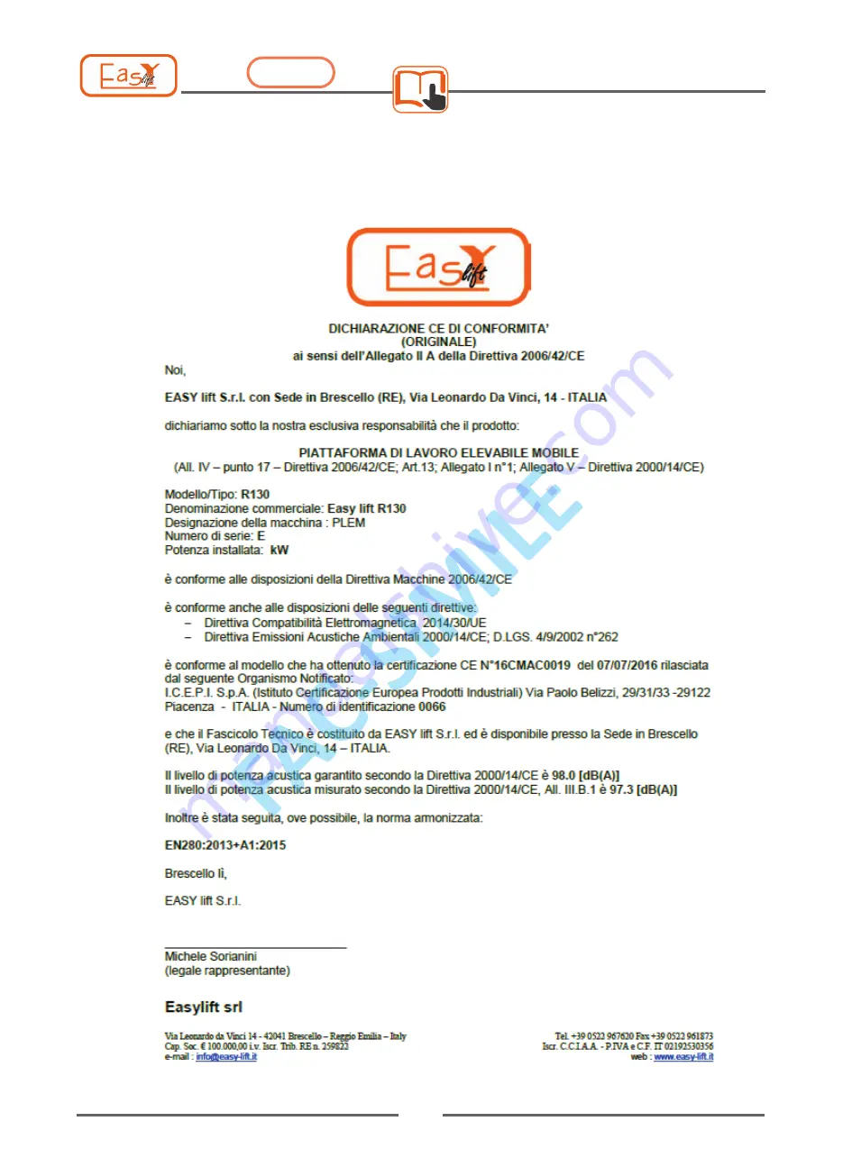 Easylift R130 User Manual Download Page 12