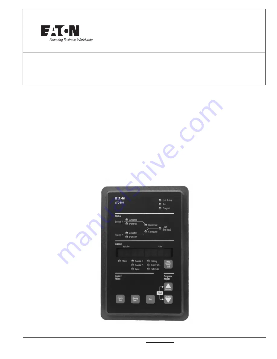 Eaton ATC-800 Instructions For Installation, Operation And Maintenance Download Page 1