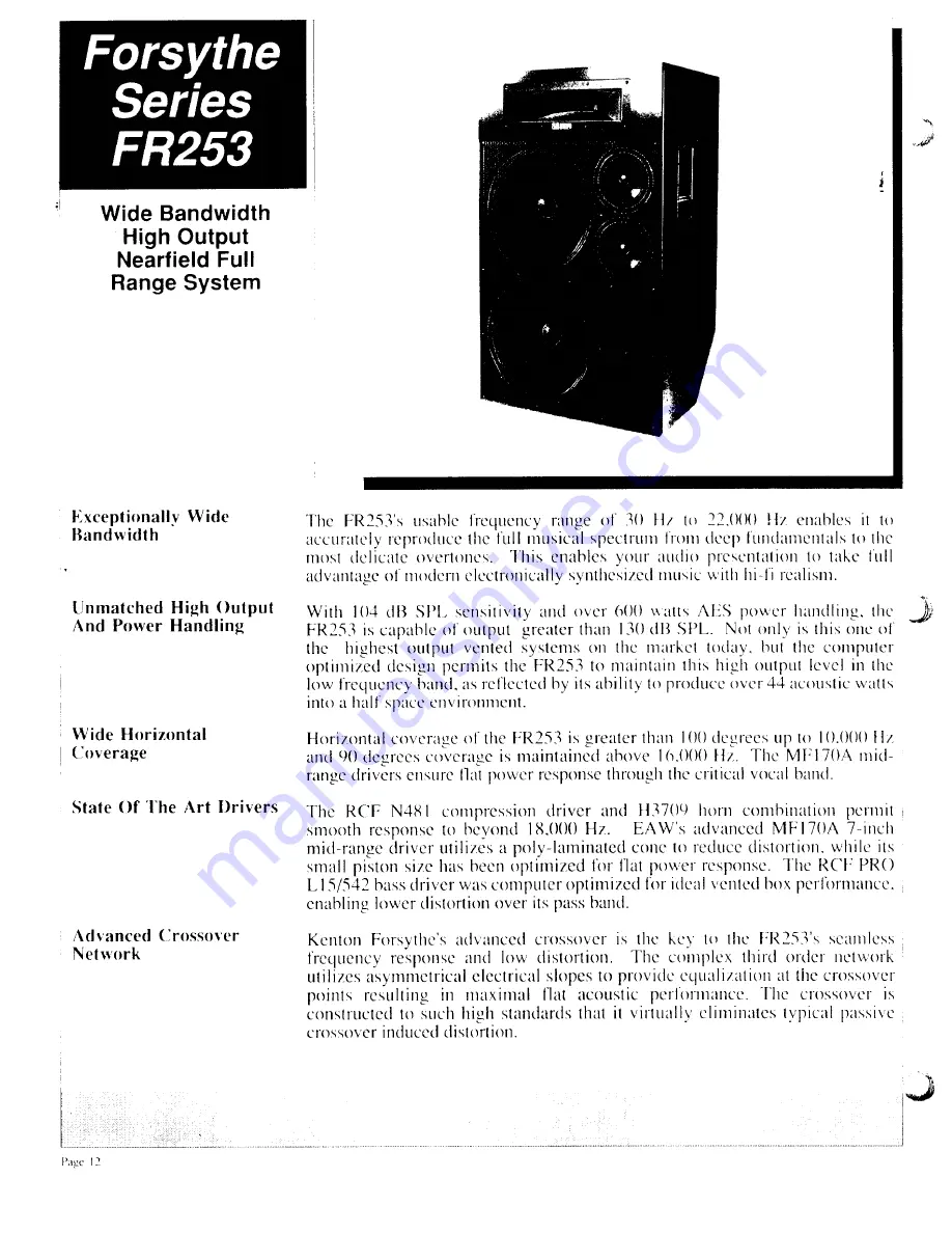 EAW Forsythe FR253 Manual Download Page 1