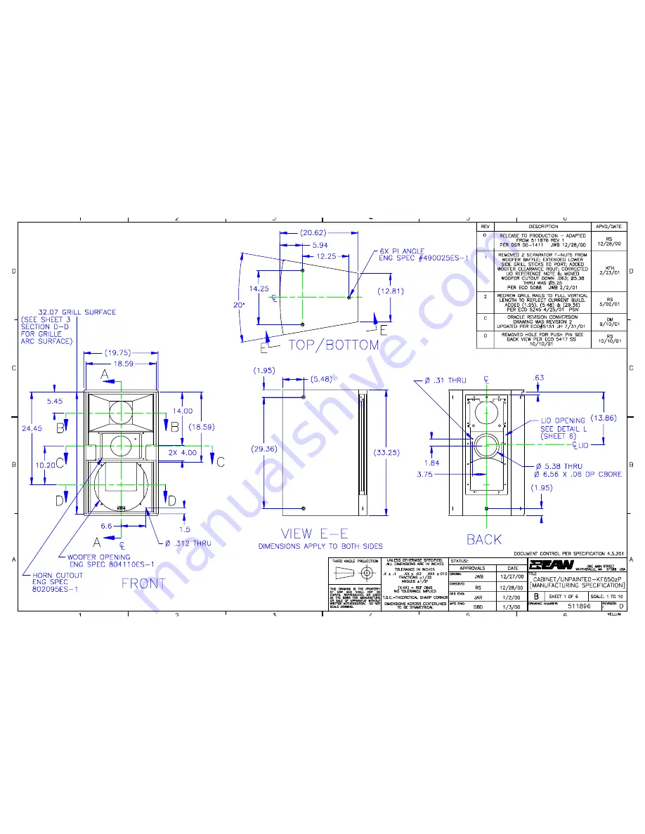 EAW Virtural Array KF650ZP Dimensional Drawing Download Page 1