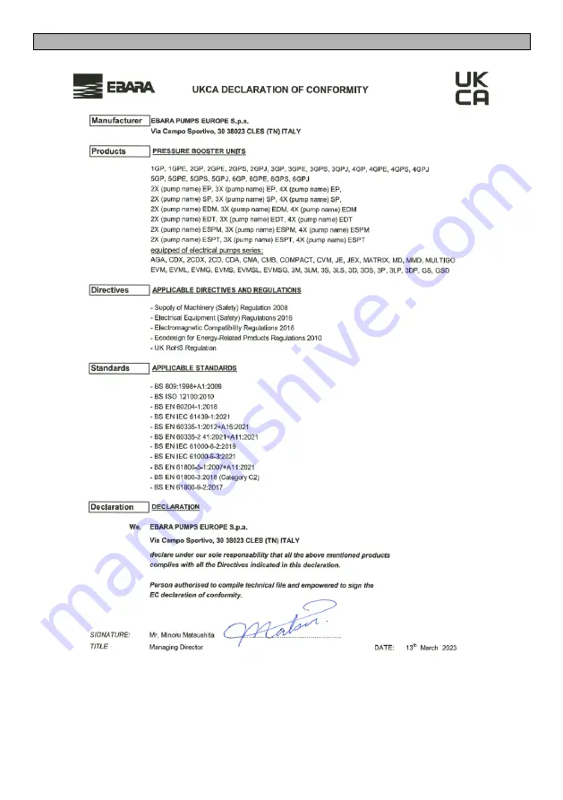 EBARA GP Operating And Maintenance Manual Download Page 48