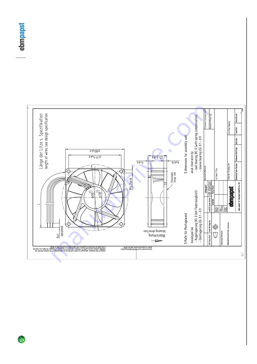 ebm-papst 8414 N/2GL Operating Manual Download Page 6